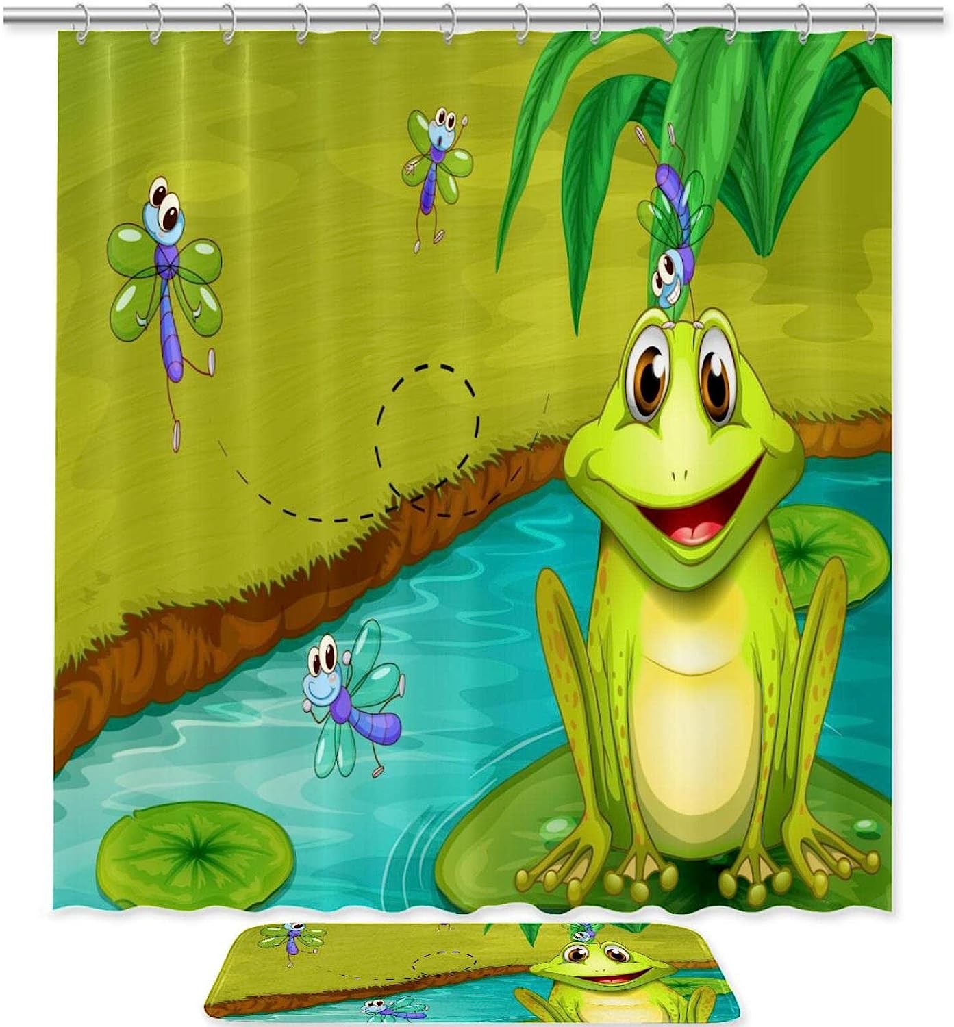 Green Pattern Animal Frog Unique Shower Curtain