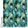 Green Peacock Feather Waterproof Fabric Shower Curtain For Bathroom