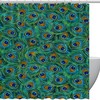 Green Peacock Leather Floral Fabric Shower Curtain for Bathroom Decor