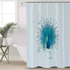 Green Peacock Watercolor Print Shower Curtain for Bathroom