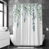 Green Plant Leaf Shower Curtain, 3D Print Waterproof Cloth Bathroom Accessory 