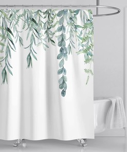 Green Plant Leaf Shower Curtain, 3D Print Waterproof Cloth Bathroom Accessory