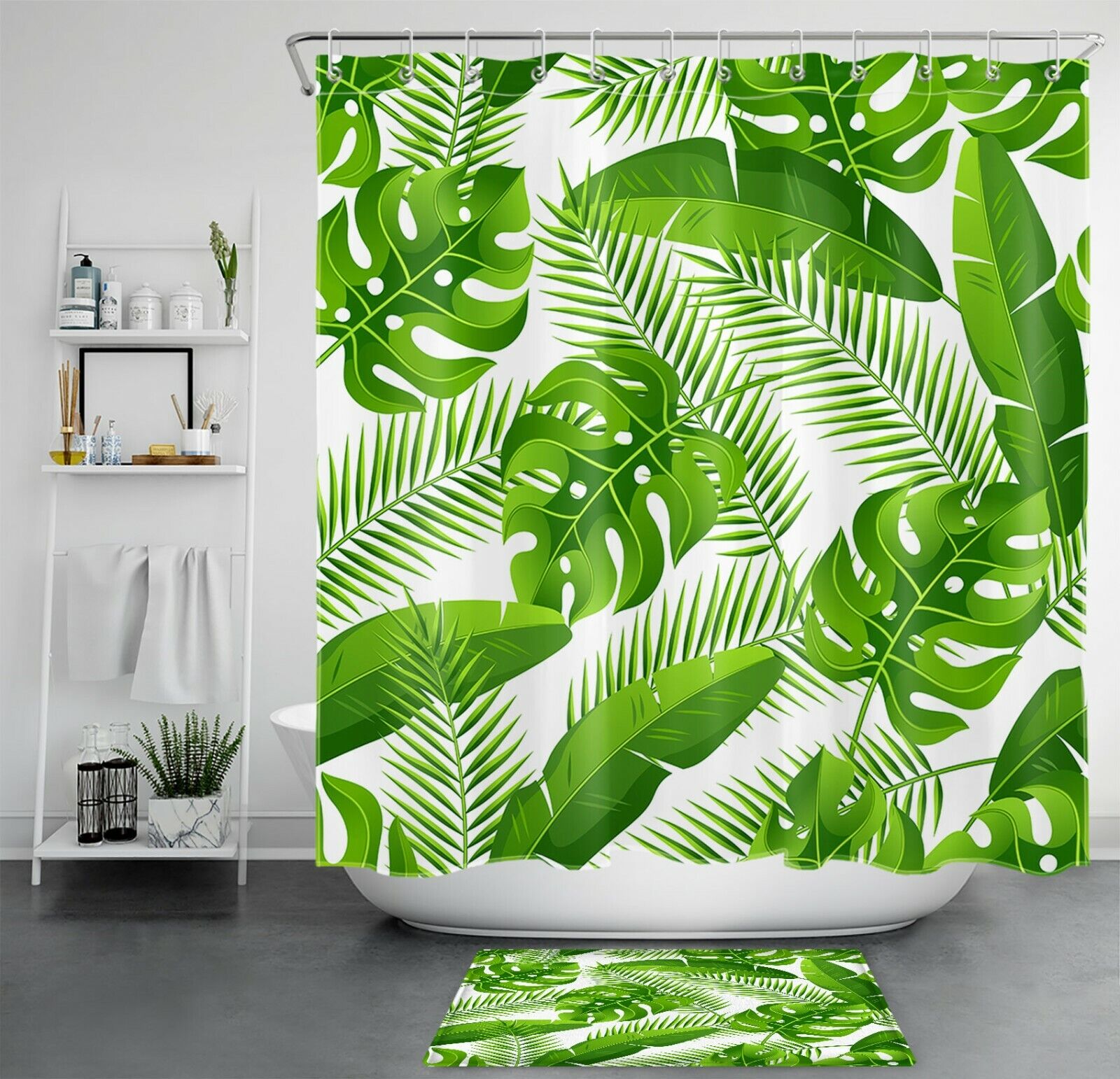Green Plants Creative Shower Curtain - Artistic Bathroom Accessory