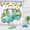 Green Retro Truck And Fir Trees Easter Rabbit Shower Curtain For Bathroom Decor