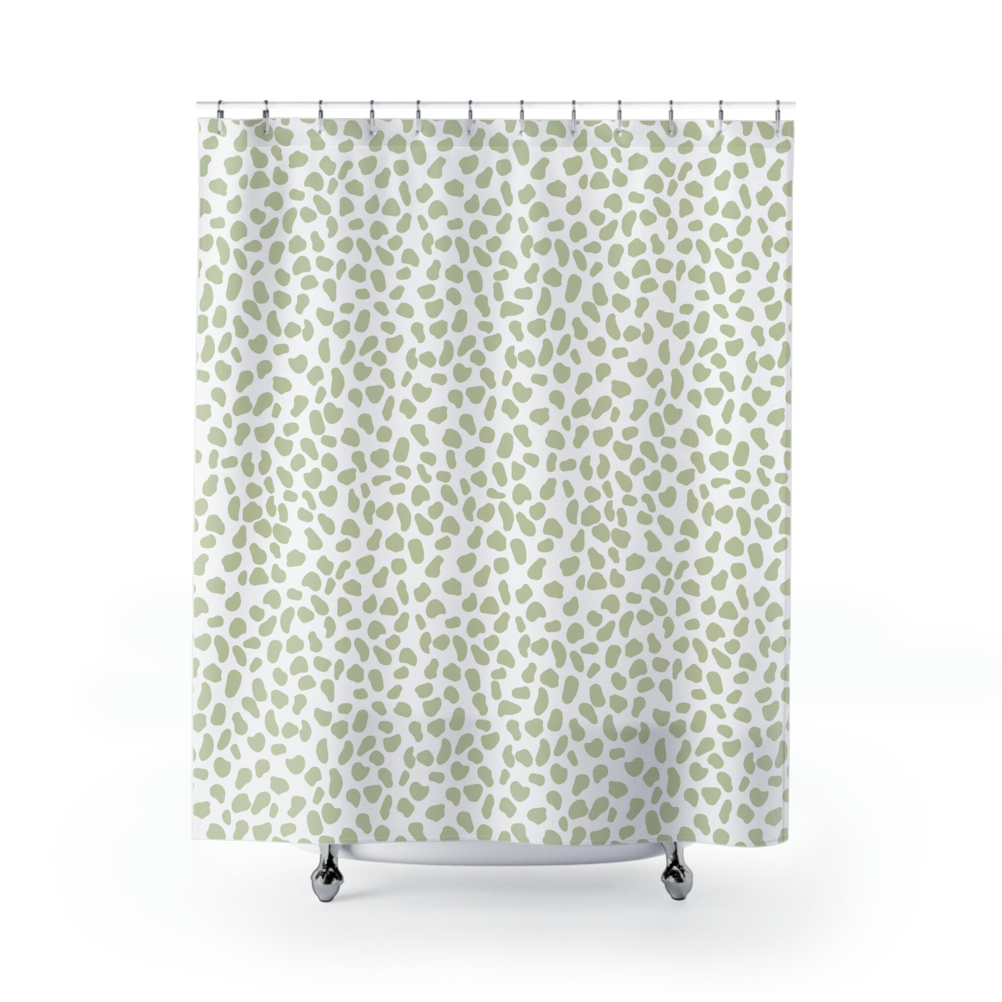 Green Safari Animal Print Shower Curtain, Exotic Bathroom Decor