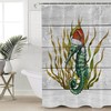 Green Seaweed Seahorse With Christmas Hat Winter Holiday Xmas Decor Fabric Shower Curtain For Festive Bathroom Decor