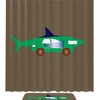 Green Shark Car Printed Bathroom Tub Set With Waterproof Fabric Shower Curtain