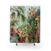 Green Shower Curtain Bathroom Art with Nature and Tropical Floral Print