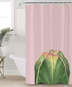 Green Succulent Cactus Print Shower Curtain for Bathroom Decor