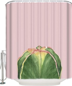 Green Succulent Cactus Print Shower Curtain for Bathroom Decor
