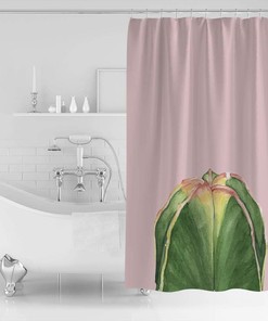 Green Succulent Cactus Print Shower Curtain for Bathroom Decor