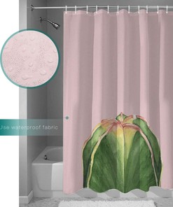 Green Succulent Cactus Print Shower Curtain for Bathroom Decor