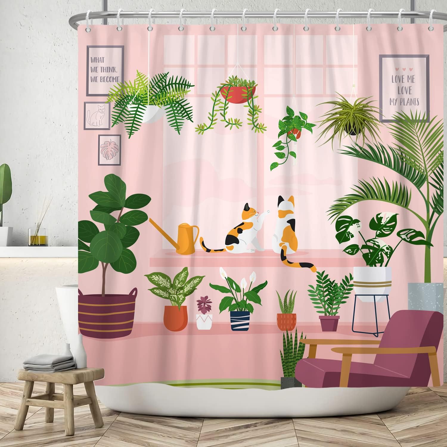 Green Succulent Plants Shower Curtain For A Touch Of Nature - Image 2