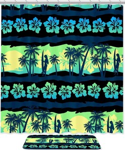 Green Sunrise Frangipani Flower Print Shower Curtain for a Peaceful Bathroom