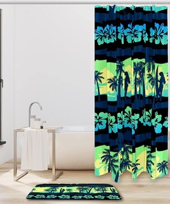 Green Sunrise Frangipani Flower Print Shower Curtain for a Peaceful Bathroom