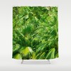 Green Theme Tropical Palm Trees Shower Curtain for Beachy Bathroom Decor