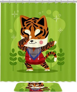 Green Tiger Dab Waterproof Shower Curtain For Wild Bathroom Decor