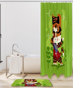 Green Tiger Dab Waterproof Shower Curtain For Wild Bathroom Decor