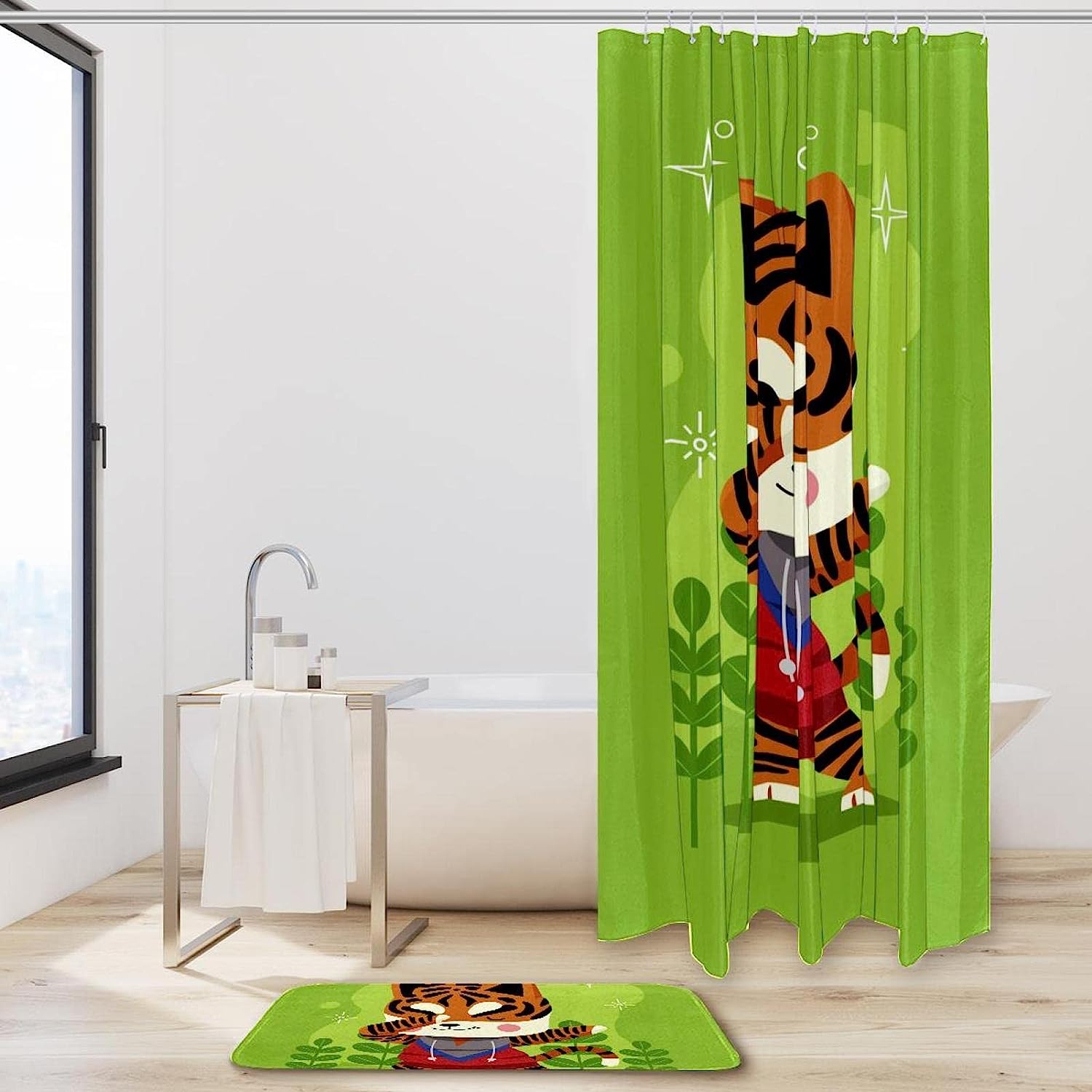 Green Tiger Dab Waterproof Shower Curtain For Wild Bathroom Decor