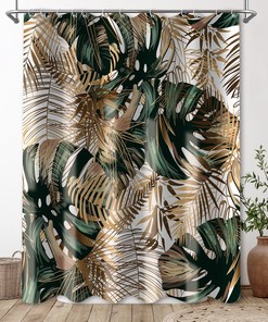 Green Tropical Leaves Botanical Jungle Shower Curtain