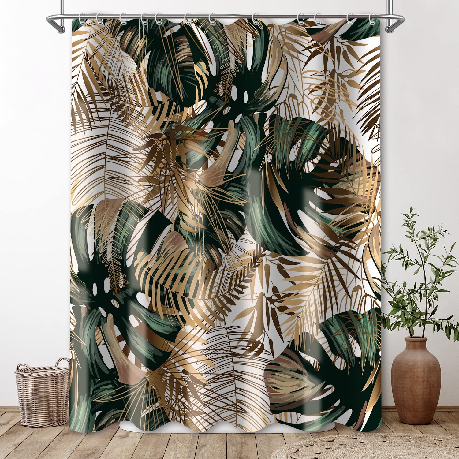 Green Tropical Leaves Botanical Jungle Shower Curtain