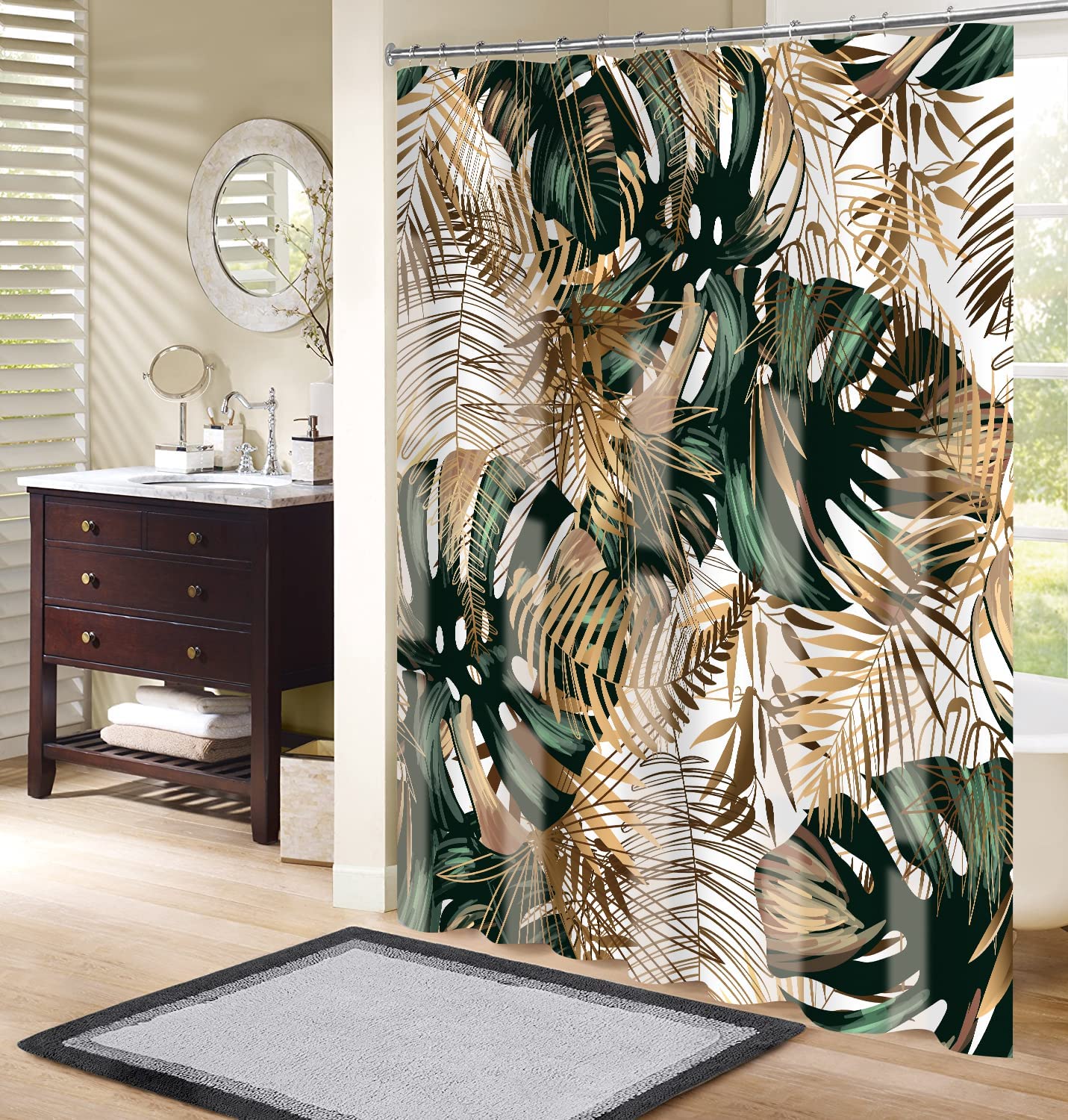 Green Tropical Leaves Botanical Jungle Shower Curtain