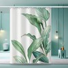 Green Tropical Leaves Print Shower Curtain for Bathroom