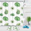 Green Tropical Leaves Watercolor Various Shower Curtain for Bathroom Decor 