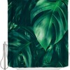 Green Tropical Palm Leaf Waterproof Fabric Shower Curtain For Bathroom