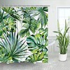 Green Tropical Plant Shower Curtain - Jungle Bathroom Decor with Botanical Shower Curtain