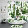 Green Tropical Plant Succulents Cactus Curtain Bathroom Accessory Set with Plant Print