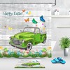 Green Truck And Butterflies Easter Eggs Shower Curtain For Bathroom Decor