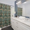 Green Washable Craftsman Bath Curtain - William Morris Shower Curtain with Full Size Print