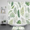Green White Watercolor Tropical Palm Leaves Shower Curtain