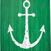 Green White White Anchor Shower Curtain - Nautical Ocean Rustic Planks Theme - Waterproof Washable Bathroom Decor