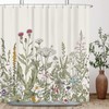 Green Wildflower Botanical Shower Curtain - Chic and Elegant Bath Accessory 