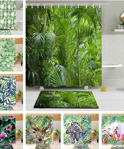 Green and Luxurious Showers with this Unique Green Plants Waterproof Shower Curtain
