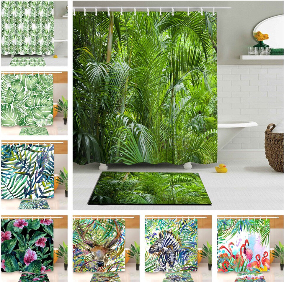 Green and Luxurious Showers with this Unique Green Plants Waterproof Shower Curtain