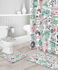 Green and Red Graffiti Play Games Luxury Shower Curtain