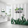 Green and White Cacti Cartoon Shower Curtain 