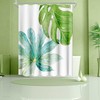Green and White Plant Shower Curtain, Waterproof Fabric for a Spa-Like Experience