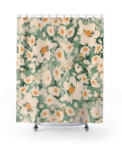 Greenery Plant Leaves Nature Bath Botanical Shower Curtain