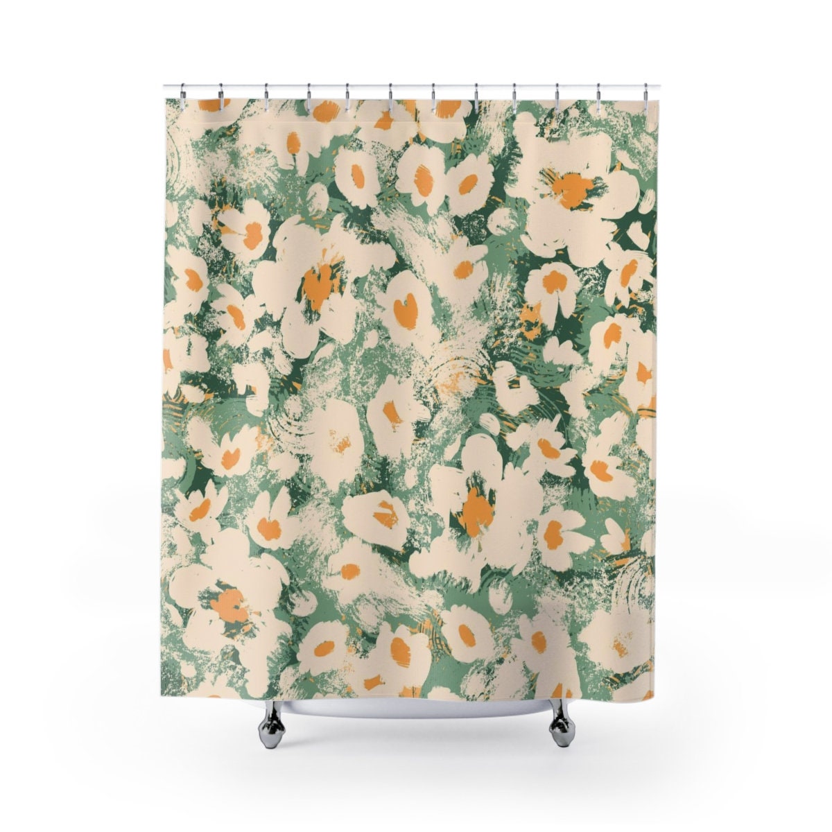 Greenery Plant Leaves Nature Bath Botanical Shower Curtain