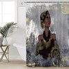 Grey Abstract Art African American Girl Shower Curtain with Unique Design 