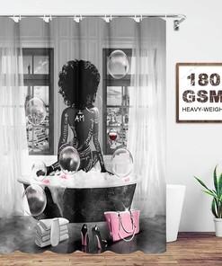 Grey African American Woman Shower Curtain for a Chic Bathroom