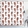 Grey And Red Seahorse Shower Curtain, Watercolor Pattern With Vibrant Effect Beauty Of Nature Design