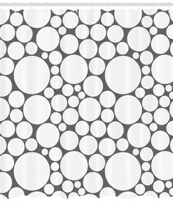 Grey And White Circle Geometric Pattern Shower Curtain For Modern Bathroom Decor