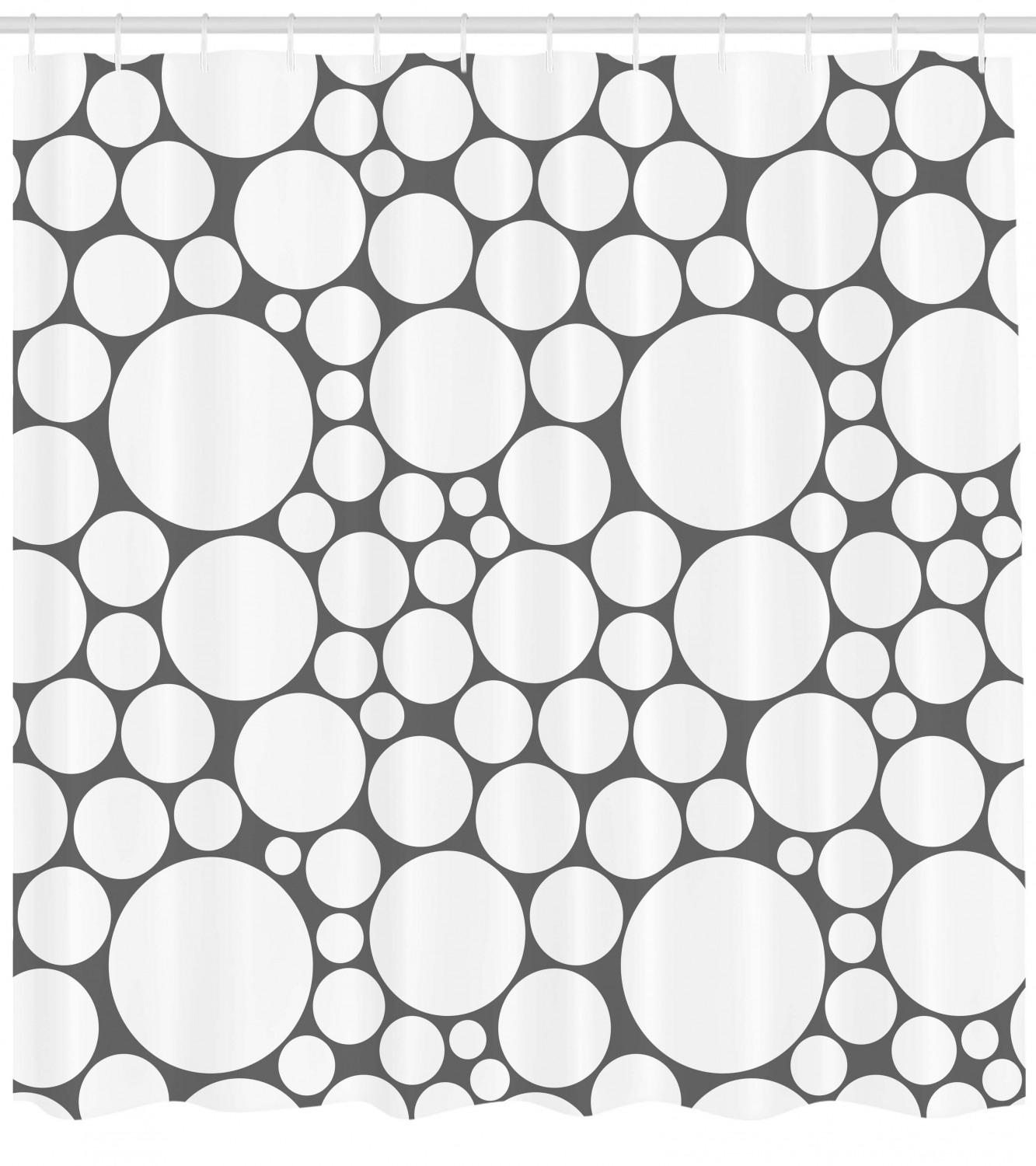 Grey And White Circle Geometric Pattern Shower Curtain For Modern Bathroom Decor