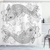 Grey And White Koi Fish Pattern Shower Curtain
