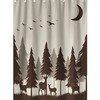 Grey Black Forest Mountain Happy Camper Cloth Fabric RV Bathroom Decor Shower Curtain